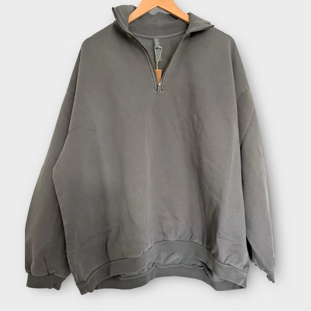 SKIMS Boyfriend Fleece Slouchy Half Zip Pullover – Slate Blue (NWT) - Picture 8 of 10